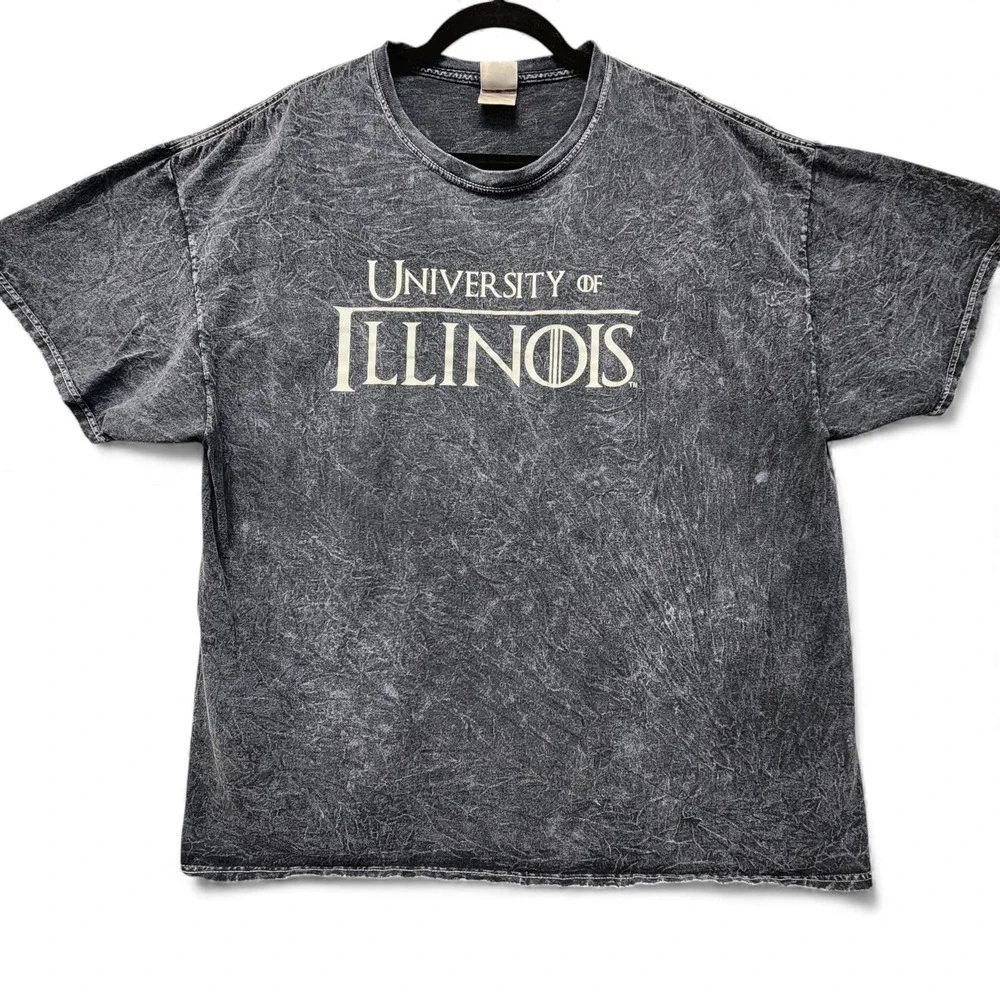 Colortone University of Illinois Shirt Mens 2XL (Fits‎ as Slim Fit XL) Acid Wash